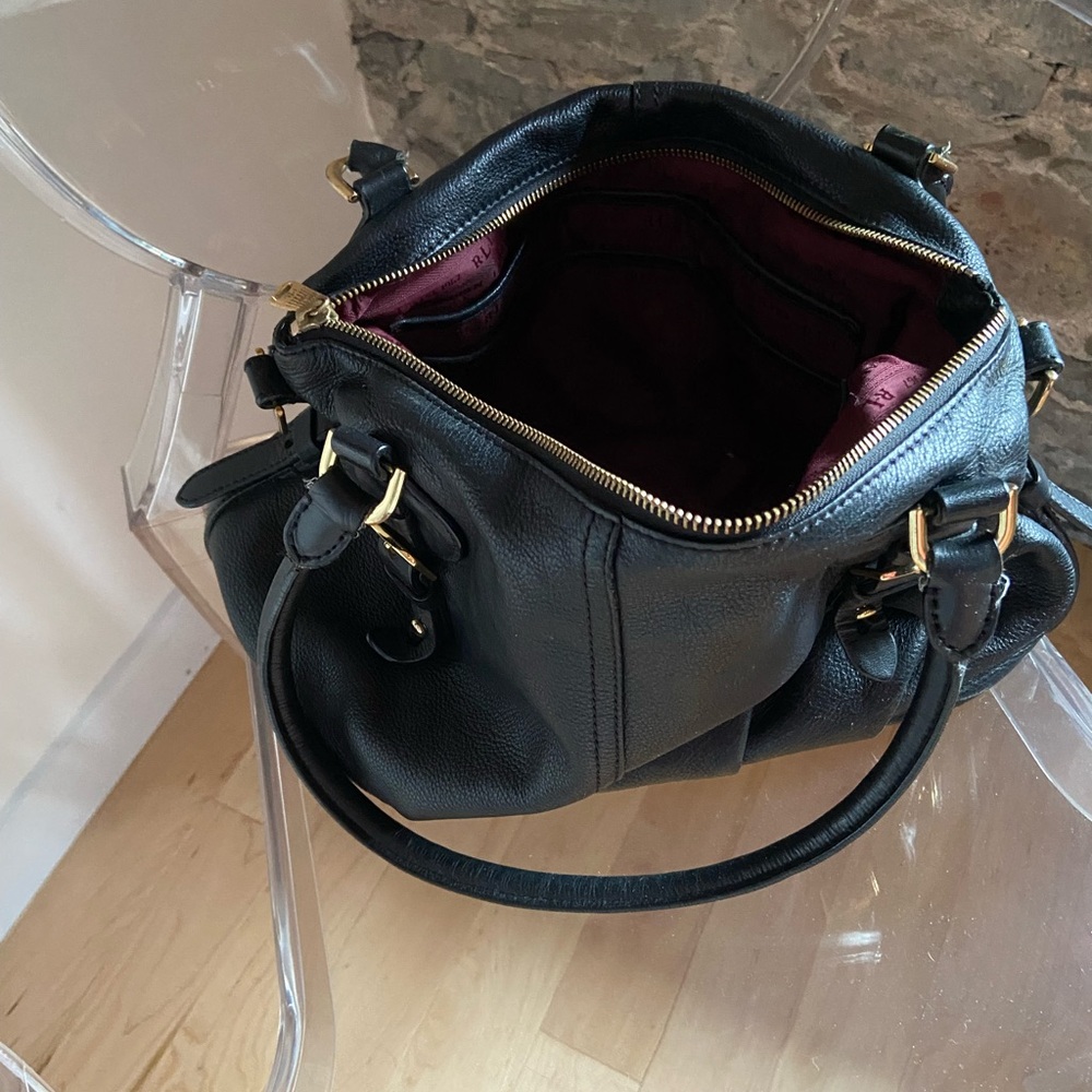 Lauren Ralph Lauren Black Leather Shoulder/crossbody Bag